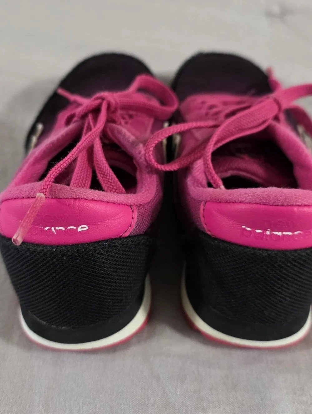 New Balance Girls Lace Black and Hot Pink Sneakers 11.5